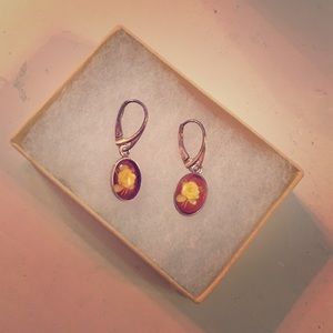 Vintage Yellow Rose Earrings